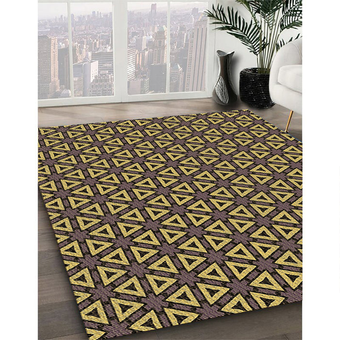 Patterned Burgundy Brown Rug in Family Room, pat3078brn
