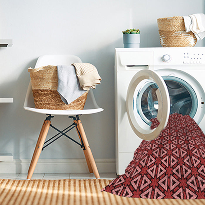 Machine Washable Transitional Crimson Red Rug in a Washing Machine, wshpat3078rd