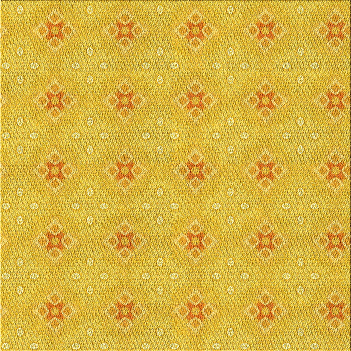 Round Machine Washable Transitional Yellow Rug, wshpat3079yw