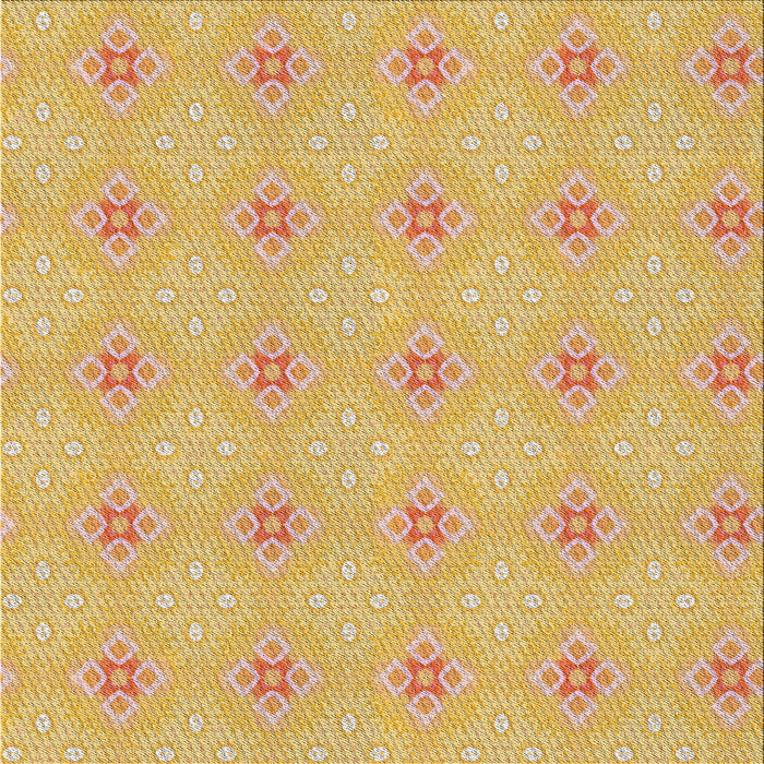 Square Patterned Chrome Gold Yellow Novelty Rug, pat3079