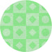 Square Patterned Pastel Green Rug, pat308grn