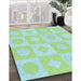 Patterned Mint Green Rug in Family Room, pat308lblu