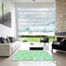 Square Patterned Mint Green Rug in a Living Room, pat308lblu