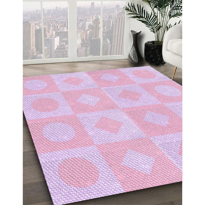 Patterned Periwinkle Pink Rug in Family Room, pat308pur