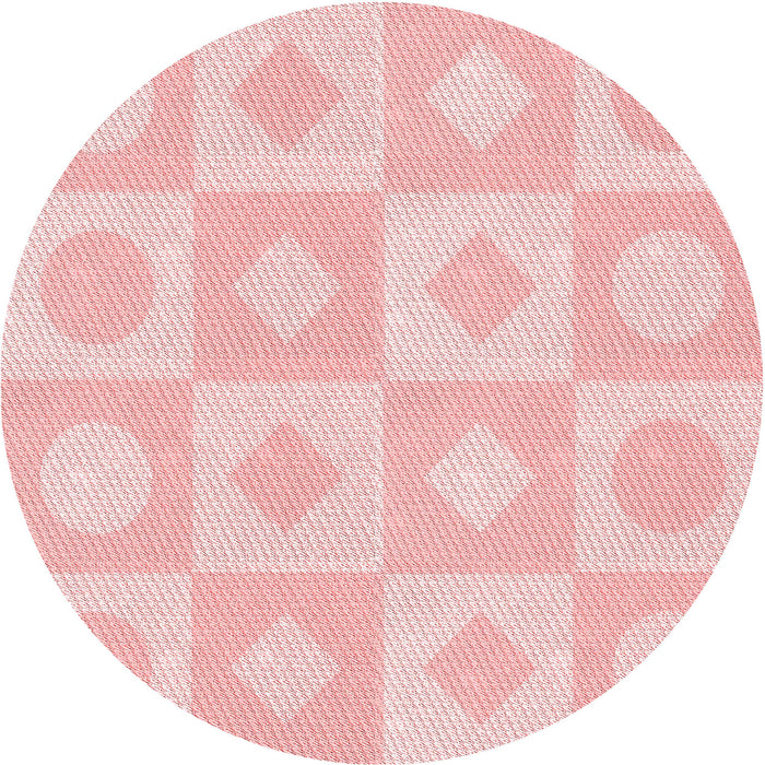 Square Patterned Pastel Red Pink Rug, pat308rd