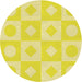 Square Patterned Golden Brown Yellow Rug, pat308yw