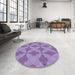 Round Patterned Bright Lilac Purple Rug in a Office, pat3080blu