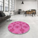 Round Patterned Deep Pink Rug in a Office, pat3080pur