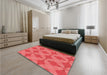 Round Machine Washable Transitional Red Rug in a Office, wshpat3080rd