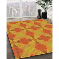 Patterned Orange Red Novelty Rug, pat3080