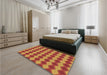 Patterned Red Rug in a Bedroom, pat3082brn