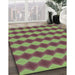 Patterned Green Rug in Family Room, pat3082lblu