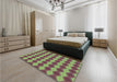 Patterned Green Rug in a Bedroom, pat3082lblu