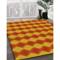 Patterned Neon Red Rug, pat3082yw