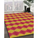 Patterned Yellow Novelty Rug in Family Room, pat3082