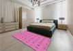 Round Machine Washable Transitional Neon Pink Rug in a Office, wshpat3083pur