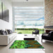 Machine Washable Transitional Apple Green Rug in a Kitchen, wshpat3084grn