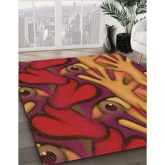 Machine Washable Transitional Orange Rug in a Family Room, wshpat3084org