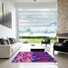 Machine Washable Transitional Dark Magenta Purple Rug in a Kitchen, wshpat3084pur