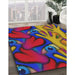 Patterned Dark Almond Brown Abstract Machine Washable Rug in a Family Room, wshpat3084