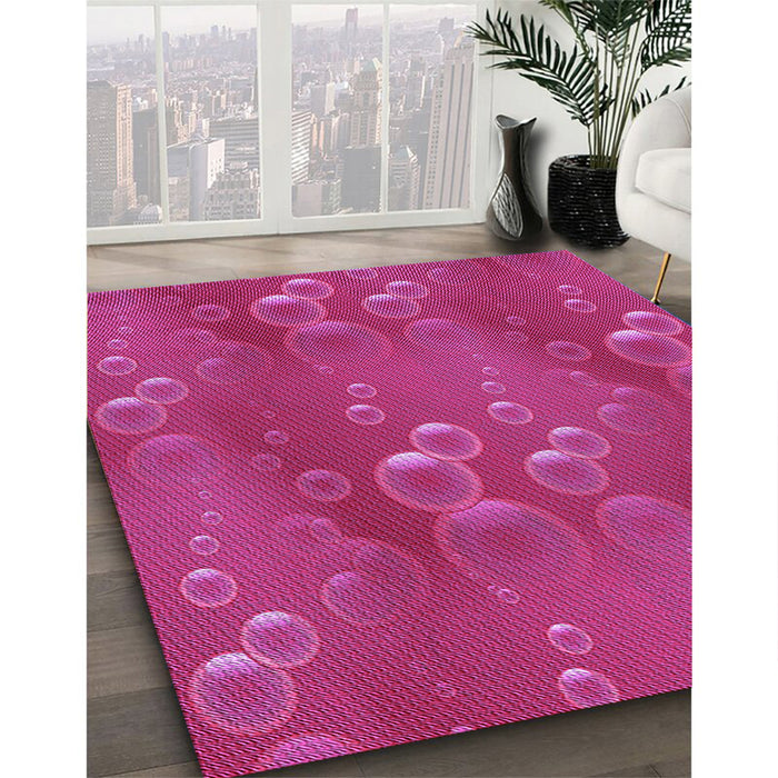 Machine Washable Transitional Neon Pink Rug in a Family Room, wshpat3085pur
