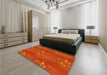 Round Machine Washable Transitional Orange Red Orange Rug in a Office, wshpat3085yw