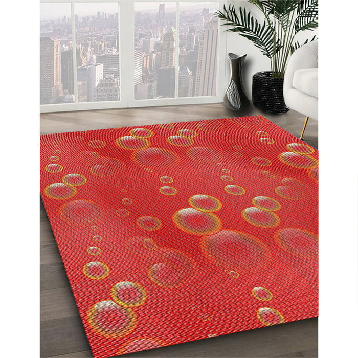 Patterned Red Abstract Machine Washable Rug in a Family Room, wshpat3085