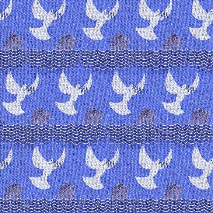 Machine Washable Transitional Denim Blue Rug, wshpat3086blu