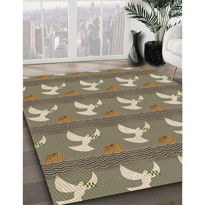 Machine Washable Transitional Brown Rug in a Family Room, wshpat3086brn