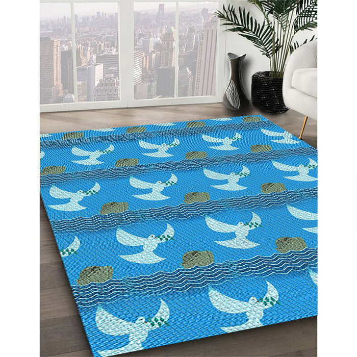 Machine Washable Transitional Blue Rug in a Family Room, wshpat3086lblu