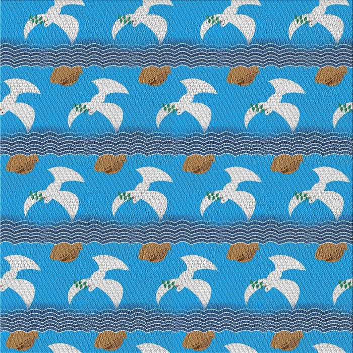 Sideview of Patterned Blue Abstract Machine Washable Rug, wshpat3086