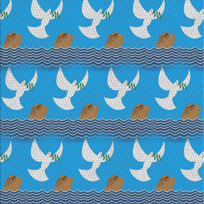 Patterned Blue Abstract Machine Washable Rug, wshpat3086