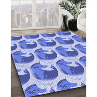 Patterned Ocean Blue Rug, pat3087blu