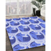 Patterned Ocean Blue Rug in Family Room, pat3087blu