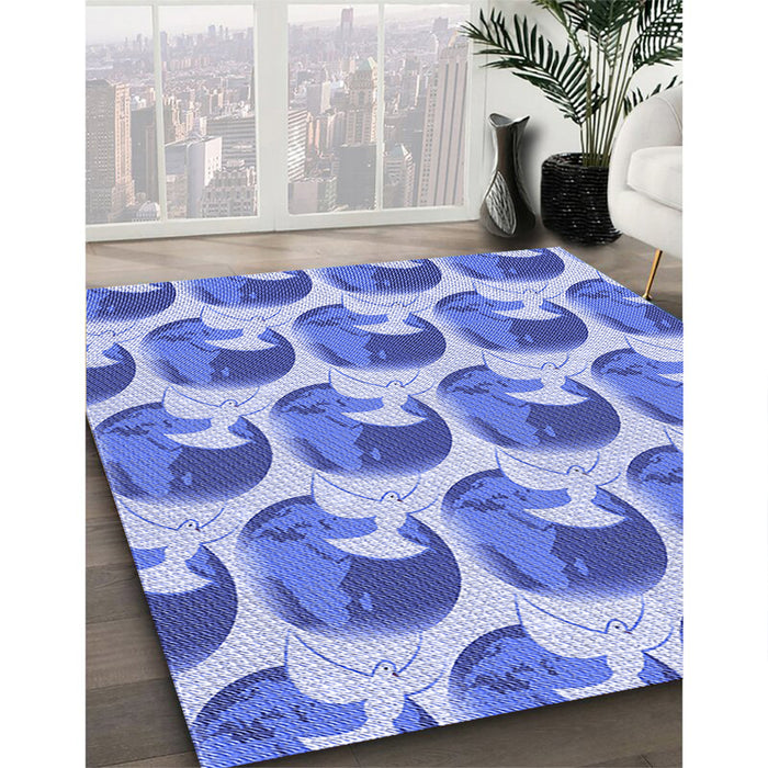 Machine Washable Transitional Ocean Blue Rug in a Family Room, wshpat3087blu