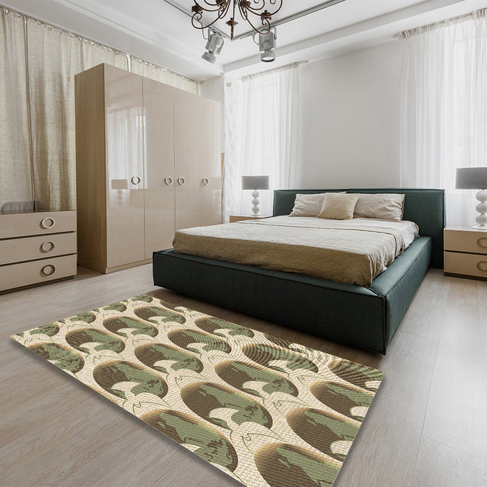 Patterned Oak Brown Rug in a Bedroom, pat3087brn