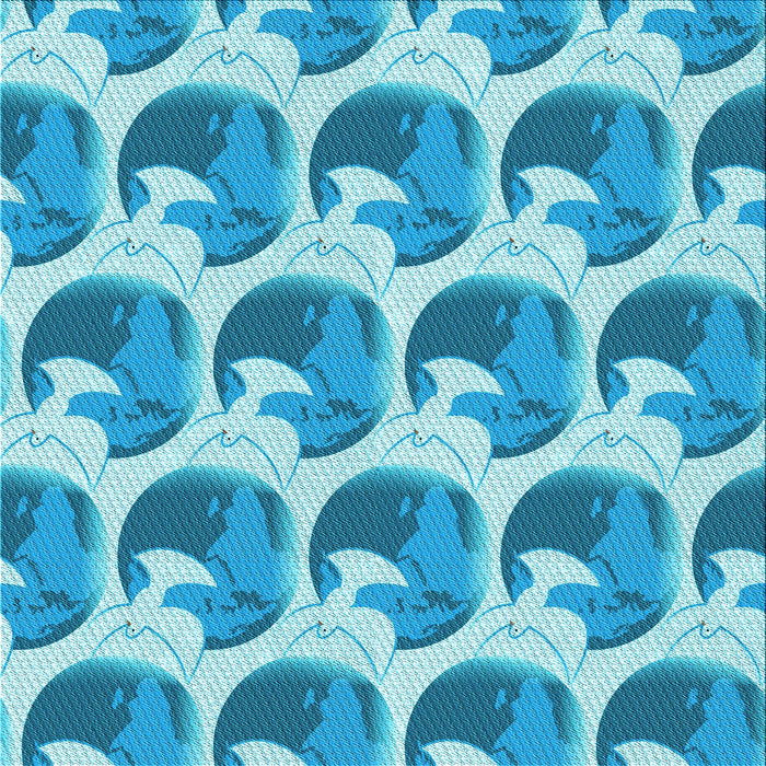 Round Patterned Blue Rug, pat3087lblu