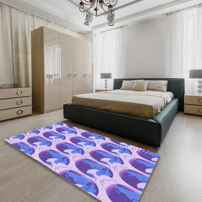 Patterned Purple Rug in a Bedroom, pat3087pur