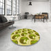 Round Patterned Dark Yellow Green Rug in a Office, pat3087yw