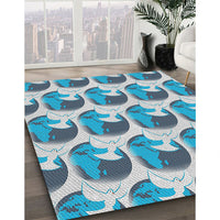 Patterned Azure Blue Novelty Rug, pat3087