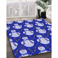 Patterned Denim Blue Rug, pat3088blu