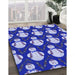 Patterned Denim Blue Rug in Family Room, pat3088blu