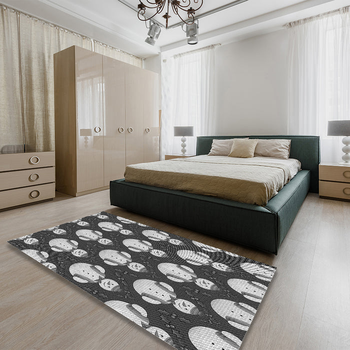 Patterned Cloud Gray Rug in a Bedroom, pat3088gry