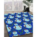 Machine Washable Transitional Cobalt Blue Rug in a Family Room, wshpat3088lblu