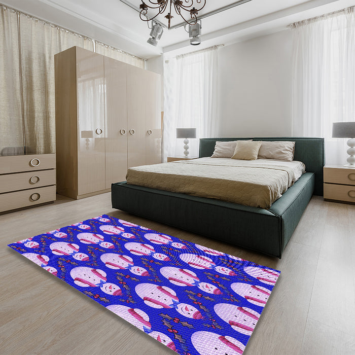 Patterned Bright Lilac Purple Rug in a Bedroom, pat3088pur
