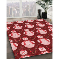 Patterned Light Coral Pink Rug, pat3088rd