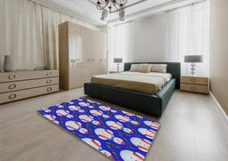 Patterned Blue Gray Novelty Rug in a Bedroom, pat3088