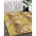 Machine Washable Transitional Saffron Yellow Rug in a Family Room, wshpat3089brn