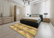 Patterned Saffron Yellow Rug in a Bedroom, pat3089brn