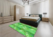 Patterned Neon Green Rug in a Bedroom, pat3089grn
